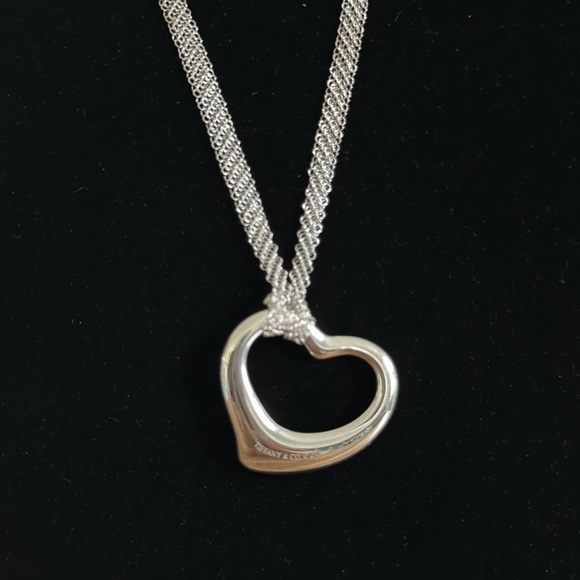 Tiffany & Co. Elsa Peretti Open Heart Pendant Long Mesh Necklace - Picture 5 of 13
